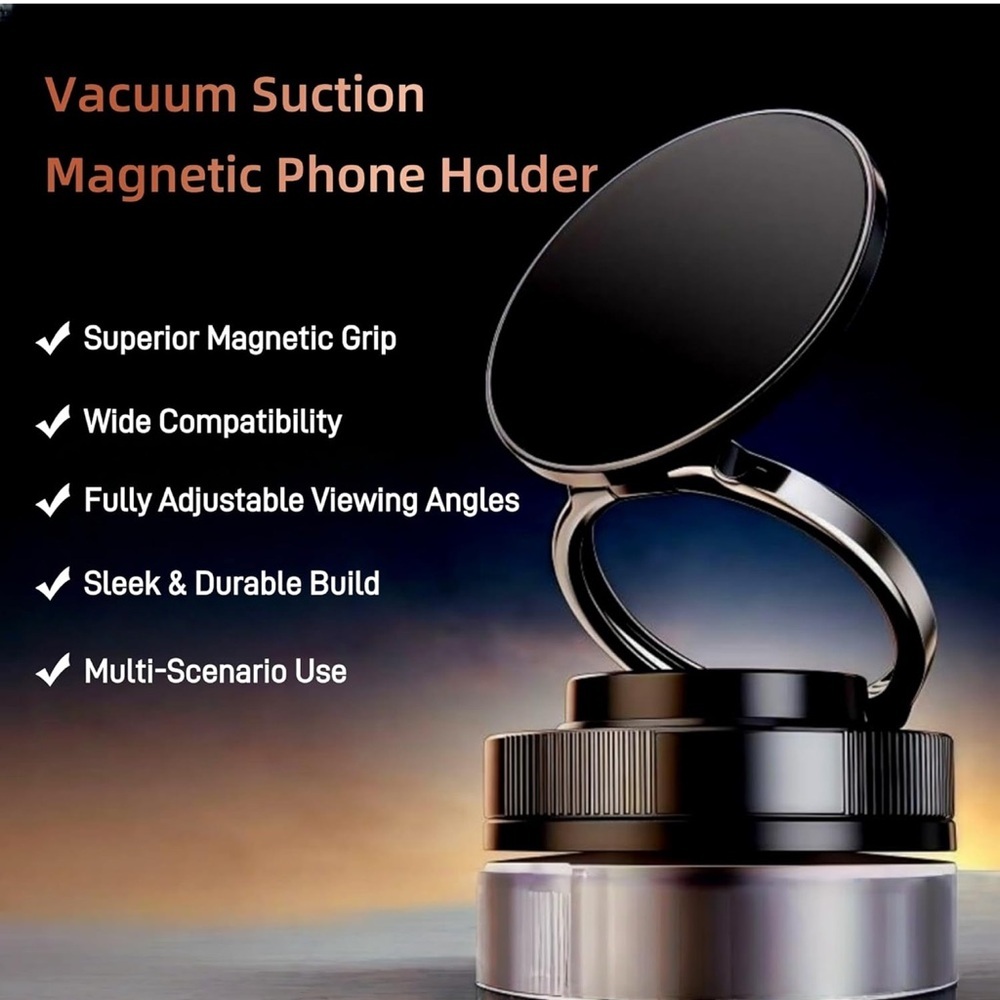 Vacuum Magnetic Suction Phone Holder, Foldable and Retractable Hands-Free - Picture 3 of 9
